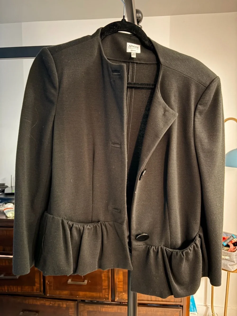 Armani Collezioni Black Ruffled Hem Blazer - Picture 1 of 2